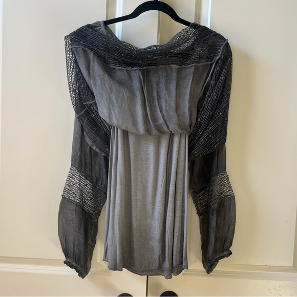 NWT Tempo Paris boho gray lace details tunic blouse size XL - Picture 3 of 11